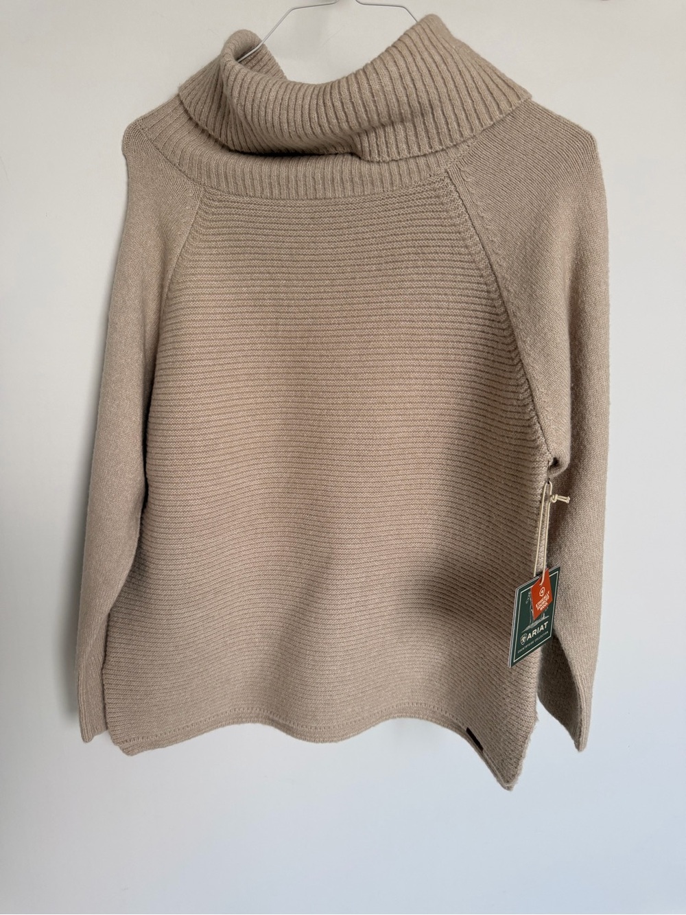 NWT Ariat Women's Beige Taupe Cowl Neck Sweater